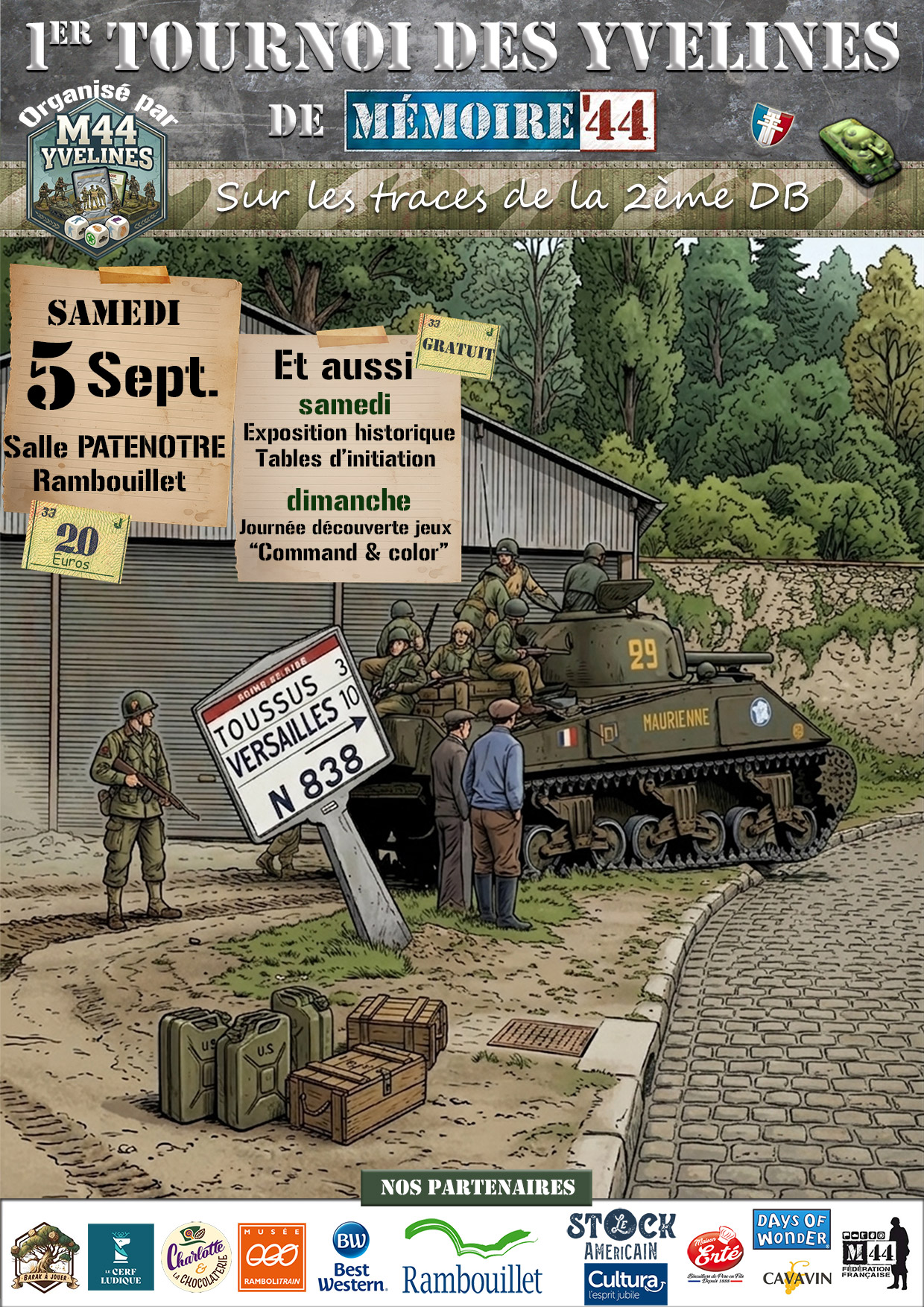 Affiche du 1er tournoi des Yvelines de Mémoire 44